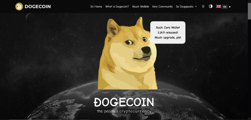 capture d'écran d'accueil dogecoin