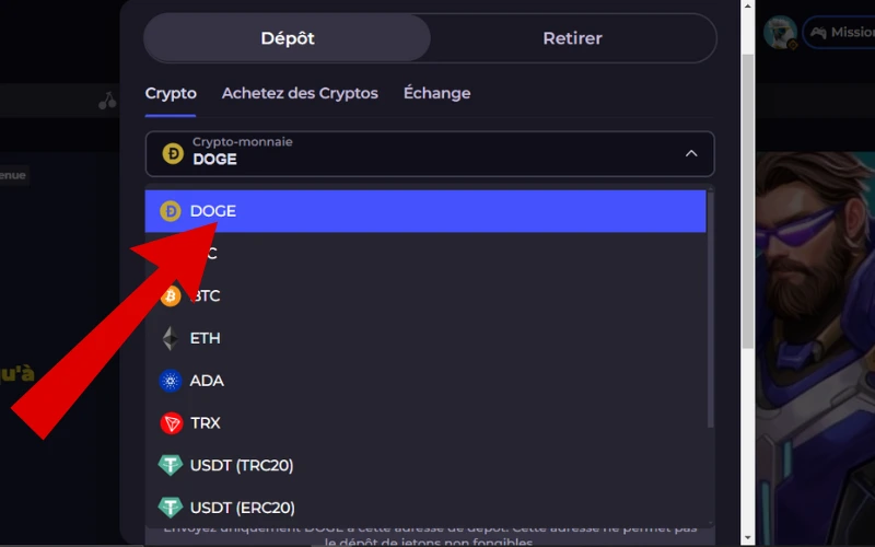 Choisissez votre crypto