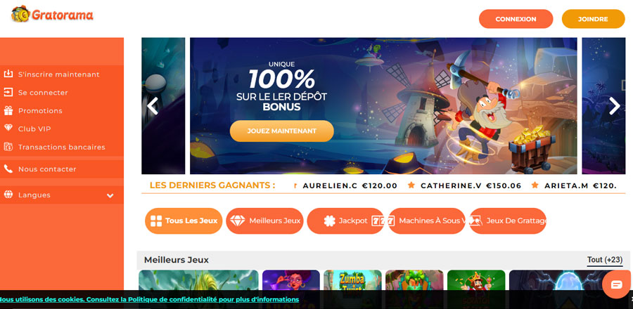 capture d'écran bonus gratorama