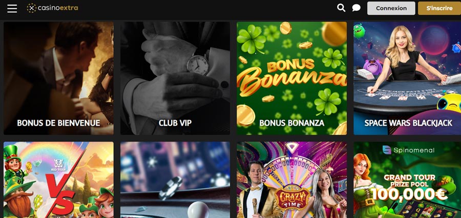 capture d'écran des promotions casino extra