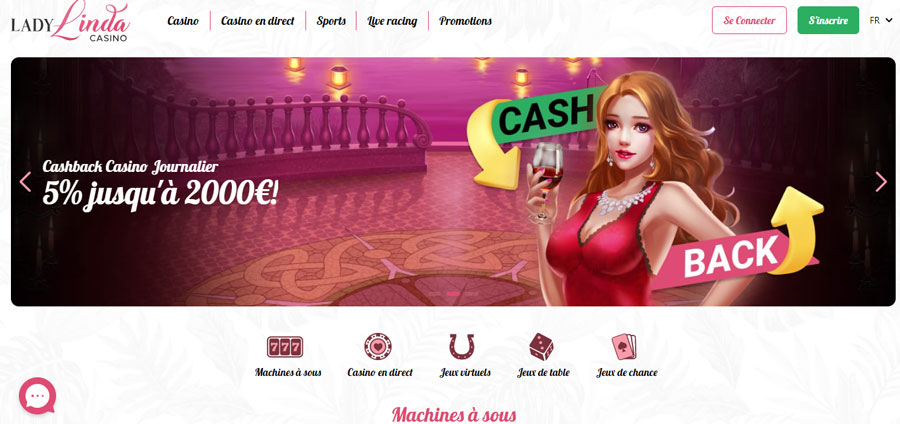 capture d'écran interface lady linda casino