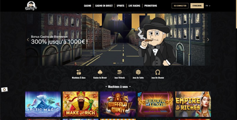 capture d'écran page d'accueil harrys casino