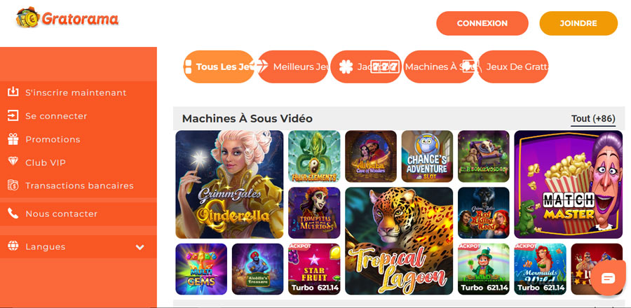 capture d'écran slots gratorama casino