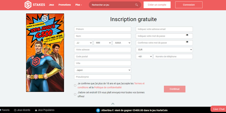 Se rendre sur Stakes Casino