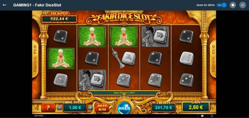 Le jeu Fakir Dice Slots sur Blitz Casino