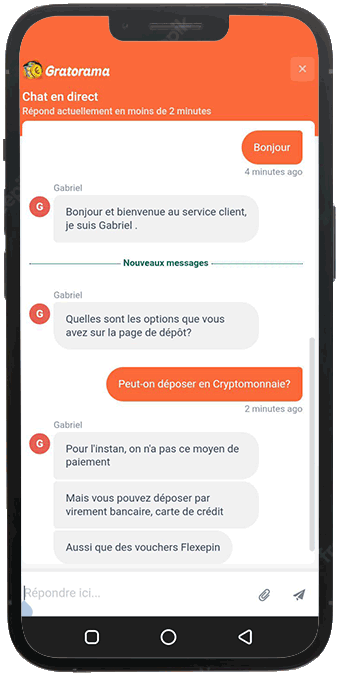 live chat gratorama casino