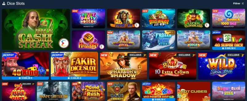 La page des machines à sous sur Blitz Casino