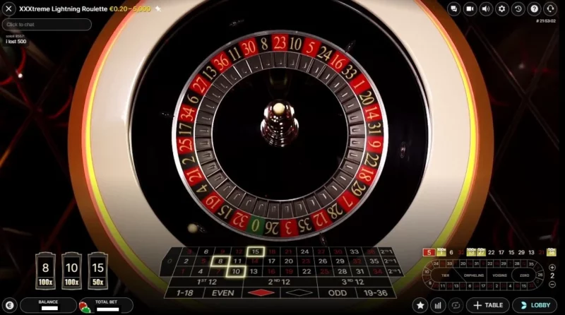 Le jeu XXXtreme lightning roulette de Blitz Casino