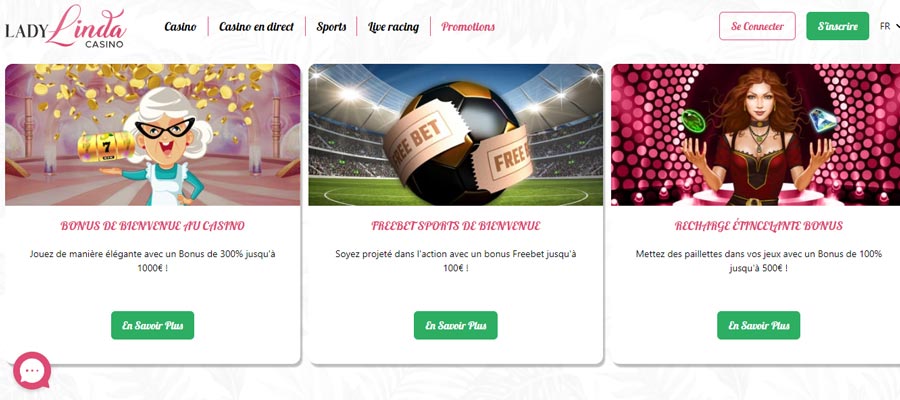 capture d'ecran des promotions de lady linda casino