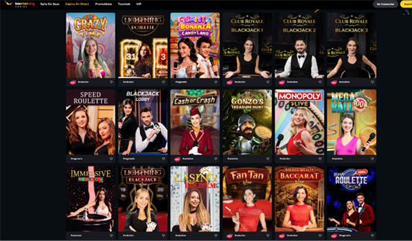 capture d'écran casino en direct boomerang