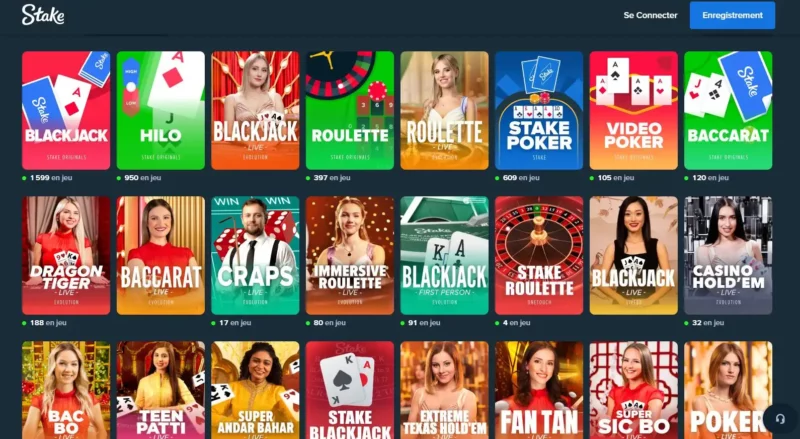 Pages des jeux de table sur Stake casino en ligne