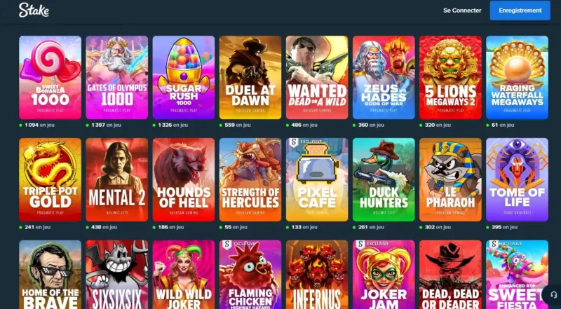 Page des machines à sous sur Stake Casino en ligne