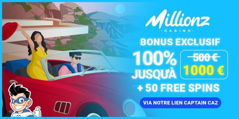 bannière bonus exclusif sur Millionz Casino