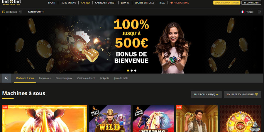 capture d'écran d'accueil de betobet casino
