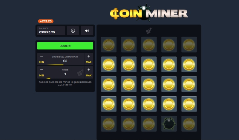 capture d'écran mini jeu coin miner