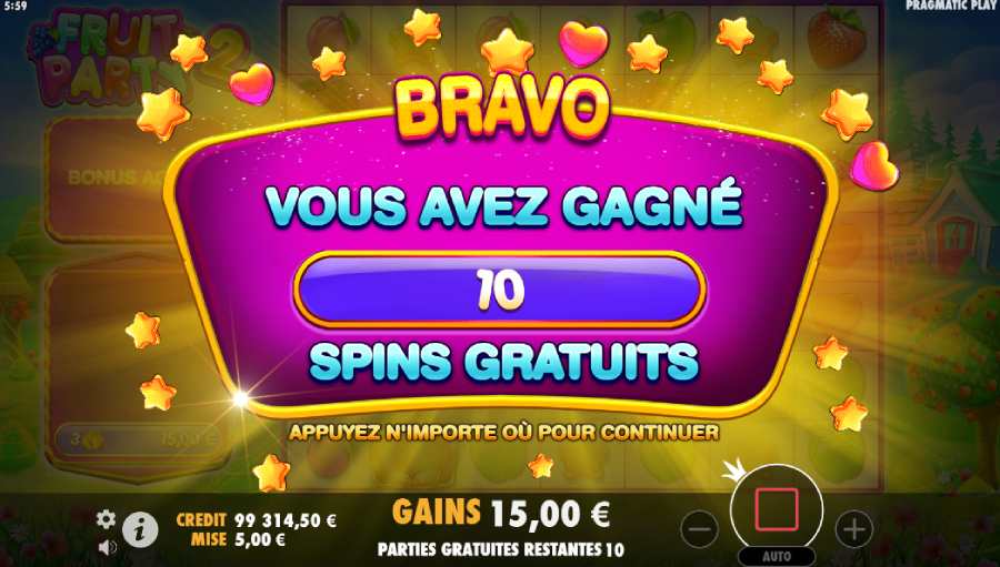 free spins fruit party 2