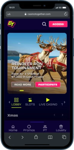 Capture d'écran mobile sur Casino Together en ligne