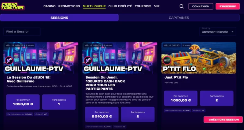 Multijoueurs sur Casino Together