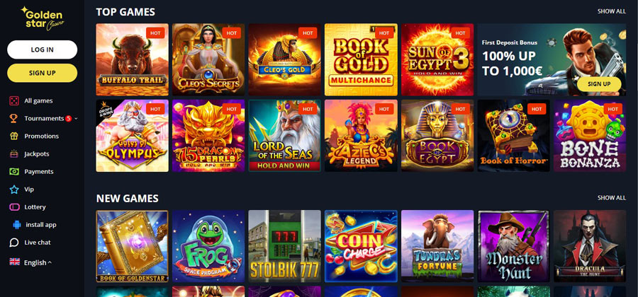 capture d'écran jeux golden star casino