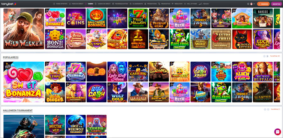 capture d'écran jeux tonybet casino