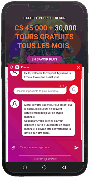 live chat tonybet casino