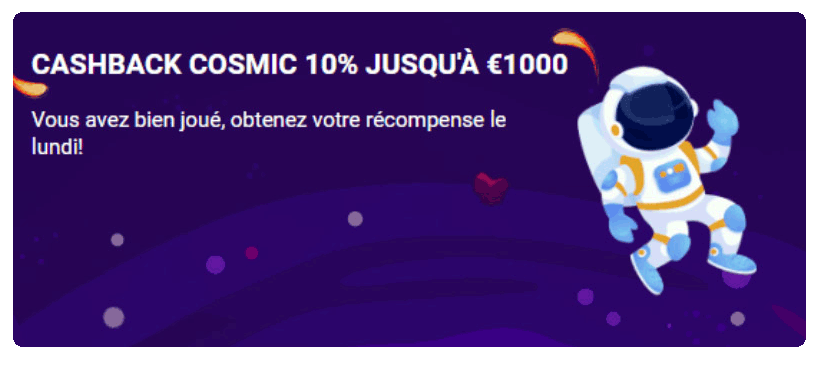 capture d'écran bonus cashback spin spirit casino