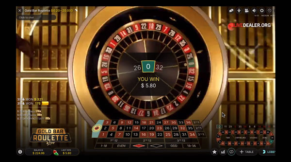 capture d'écran gains gold bar roulette