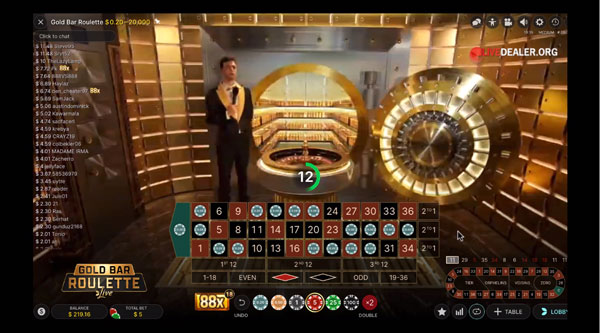 capture d'écran gold bar roulette