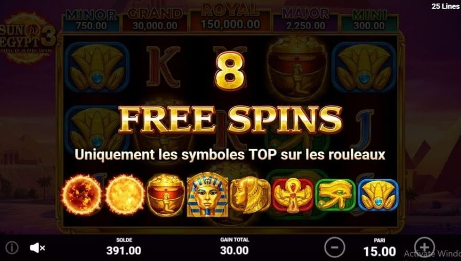 bonus 2 machine a sous sun of egypt 3
