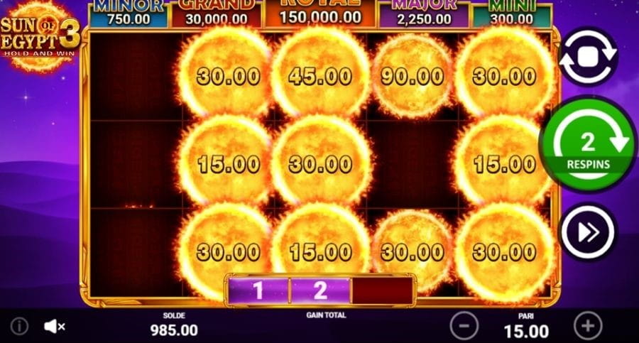 bonus 4 machine a sous sun of egypt 3