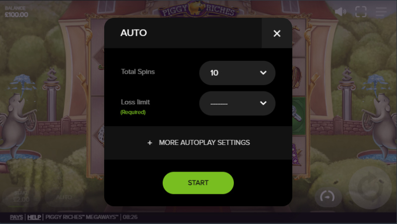 capture d'écran autoplay slot piggy riches megaways