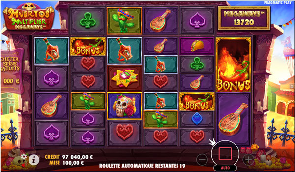 capture d'écran bonus free spins slot muertos multiplier