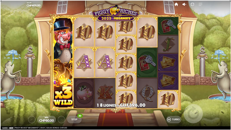 capture d'écran bonus mega wild piggy riches megaways
