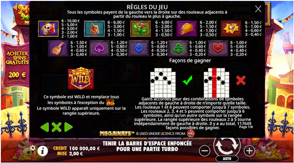capture d'écran bouton info slot muertos multiplier