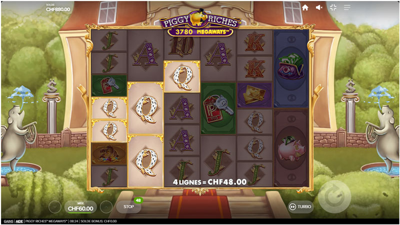 capture d'écran combinaisons gagnantes piggy riches megaways