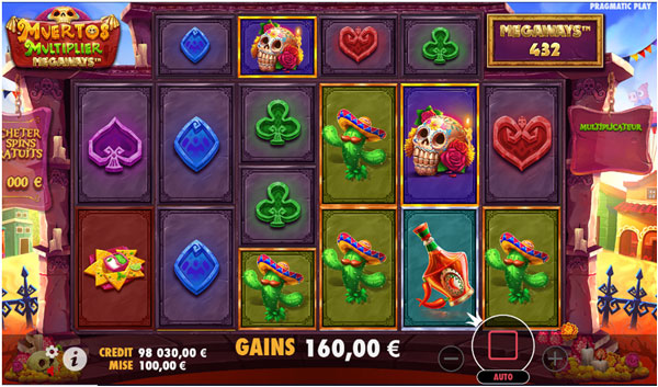 capture d'écran fonction degringolade slot muertos multiplier