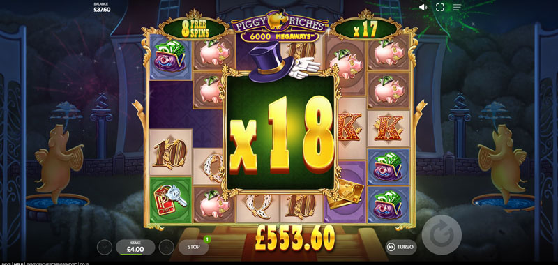 capture d'écran free spins piggy riches megaways 1