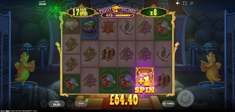 capture d'écran free spins piggy riches megaways 2