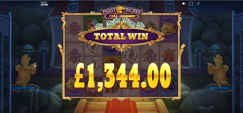 capture d'écran gains free spins piggy riches megaways