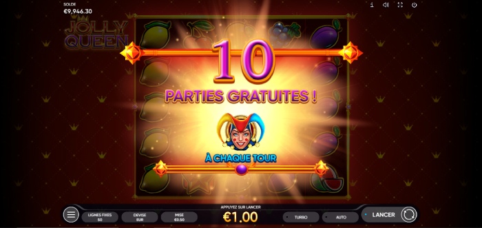 capture d'écran bonus free spins slot jolly queen