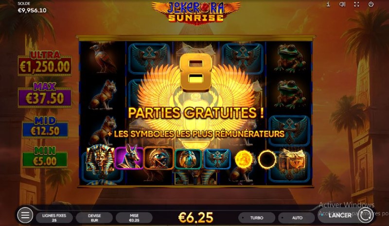 capture d'écran free spin slot joker ra sunrise