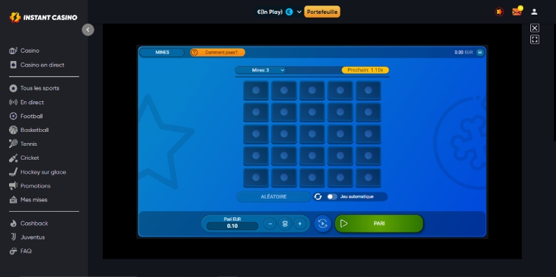 capture d'écran mines spribe instant casino