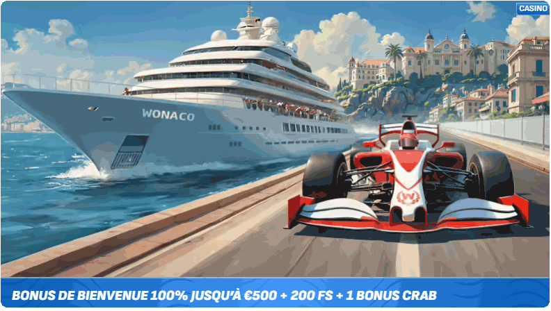 capture d'écran bonus de bienvenue wonaco casino