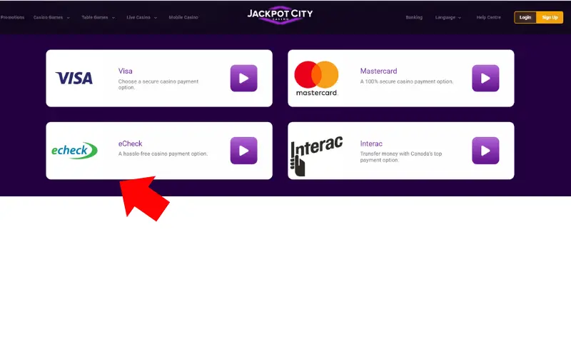 Choisissez un casino en ligne eCheck