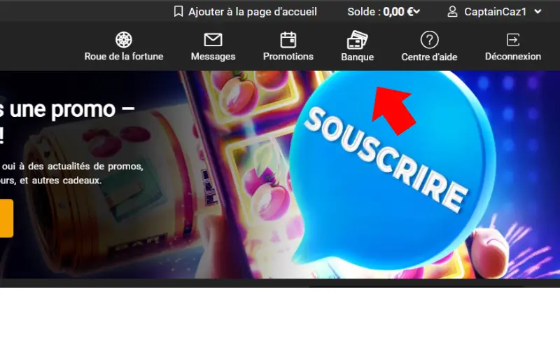 Allez dans la section “Banque”