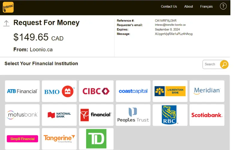  Transfert vers Interac