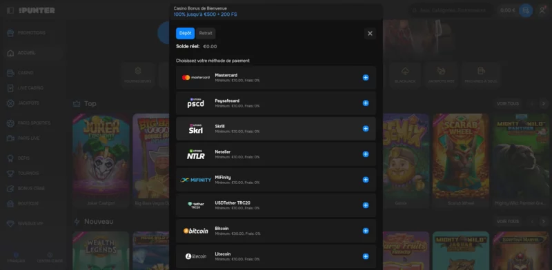 Méthodes de dépôt sur MrPunter Casino