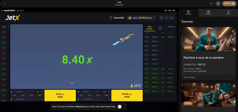 Écran de jeu JetX sur MrPunter Casino