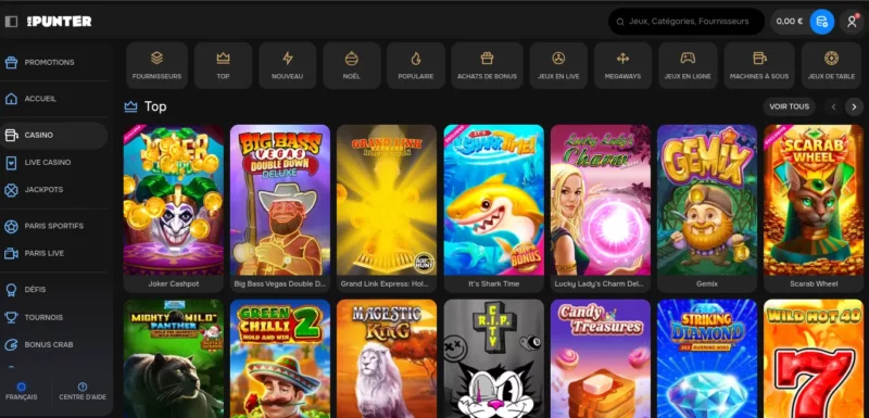 Pages d'accueil des jeux de casino sur Mr Punter Casino