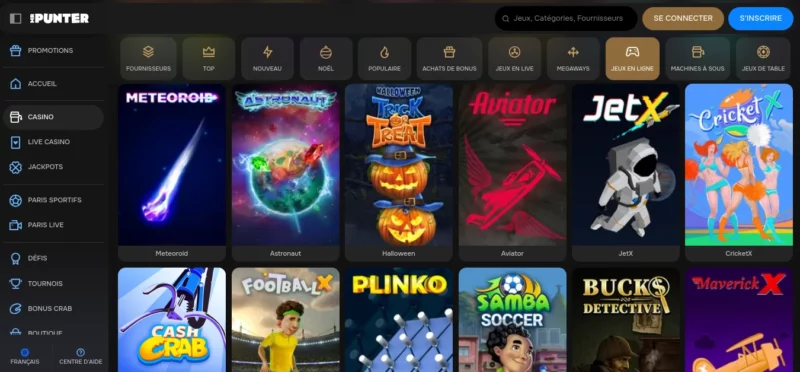 Pages des mini-jeux sur Mr Punter Casino